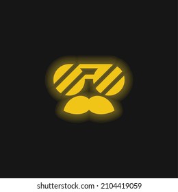 Beard yellow glowing neon icon