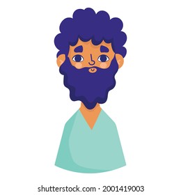 bearded afro man avatar isolated