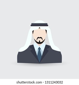 Bearded arabic man in traditional muslim hat.