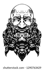 Bearded bald dwarf with a kind look