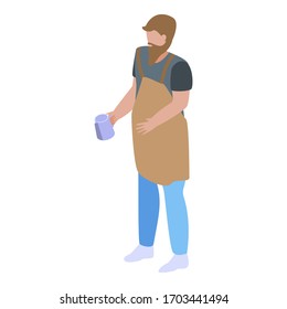 Bearded barista man icon. Isometric of bearded barista man vector icon for web design isolated on white background