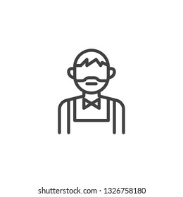 Bearded bartender line icon. linear style sign for mobile concept and web design. Barista man outline vector icon. Faceless people avatar symbol, logo illustration. Pixel perfect vector graphics