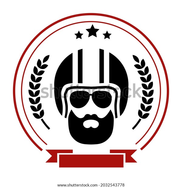 bearded biker retro helmet\
badge logo
