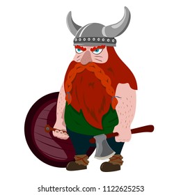 Bearded brave Viking with an ax and shield.