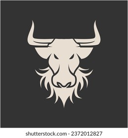 Bearded bull logo design vector