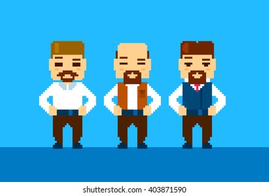 Bearded Business Man Pixelated Vector Illustration