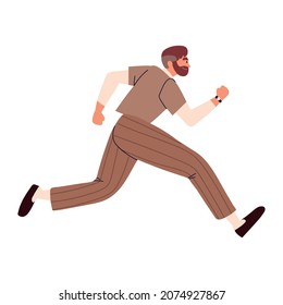 bearded business man running icon style
