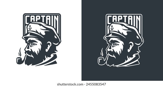 Capitão barbudo usando um chapéu de marinheiro, com um tema náutico. A imagem captura a essência dos esforços do mar e a sabedoria de um marinheiro experiente.