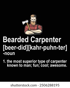 Bearded carpenter funny definition editable cut file.