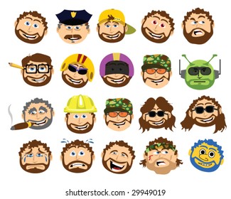 Bearded Cartoon Dad Collection Vector Illustration Stock Vector ...