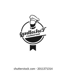 emblema del chef barbudo, sello, etiqueta, placa, pegatina, logotipo. ilustración vectorial de arte de línea con tipografía moderna.