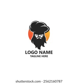 bearded chef logo design vector