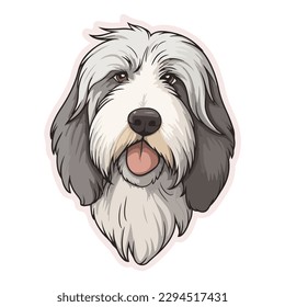 Bearded Collie Dog Flat Icon Isolated On White Background