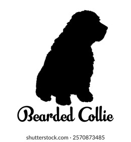 Bearded Collie dog silhouette, dog breeds, logo, vector, silhouette,  animal, illustration, icon, sign, design, black, symbol, pet, love
