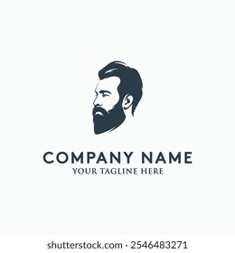 Bearded cool man logo vector illustration