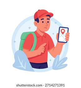 El mensajero barbudo muestra la confirmación del pedido en el App de entrega móvil.