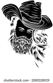 Bearded cowboy in a hat. Cool American man
