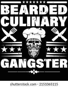 bearded culinary gangster chef t-shirt design