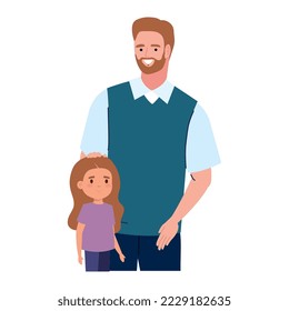 bearded dad and daughter characters