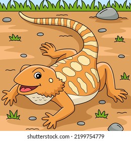 Bearded Dragon Animal Colored Cartoon Illustration