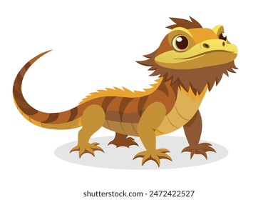 Dragón barbudo animal Ilustración vectorial plana sobre fondo blanco