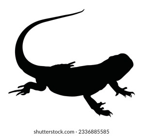 Bearded Dragon Black Silhouette Vector Desain