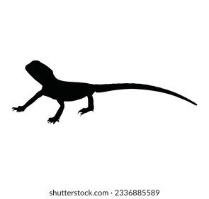 Bearded Dragon Black Silhouette Vector Desain