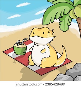 Bearded Dragon Chilling on the beach