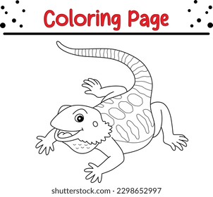 bearded dragon coloring page. Black and white vector illustration for coloring book