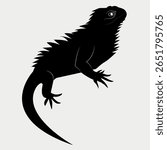 Bearded dragon lizard silhouette vector illustration, reptile animal graphic for t-shirt design, tattoo art, logo template, educational biology visuals, pet shop branding, wildlife decor
