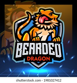 Bearded dragon mascot. esport logo design