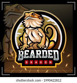 Bearded dragon mascot. esport logo design