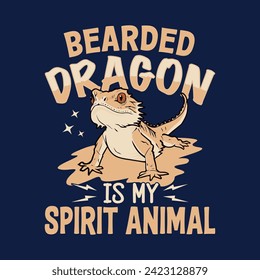 Dragón con barba es mi animal espiritual - diseño de citas lagartijas de Pogona, camiseta, vector, afiche