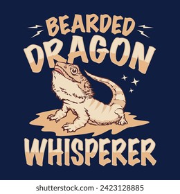 Whisperer Dragon con barba - Diseño de citas lagartijas de Pogona, camiseta, vector, afiche