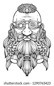 A bearded dwarf in a steampunk glasses