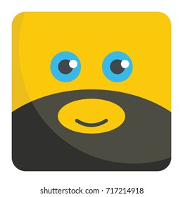 Bearded emoticon face flat icon vector illustration for design and web isolated on white background. Vector emoticon. Yellow emoticon face.
