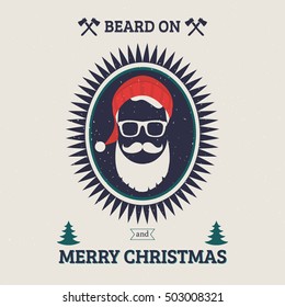 Bearded face vector illustration. Christmas Santa design