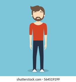 bearded faceless fashionable young man icon image vector illustration design 