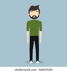 bearded faceless fashionable young man icon image vector illustration design 
