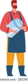 Bearded farmer carrying a large metal milk can, embodying the essence of traditional dairy farming and the production of fresh, nutritious milk in a rural setting