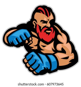 Bearded fighter mascot