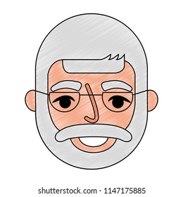 bearded grandfather face with glasses