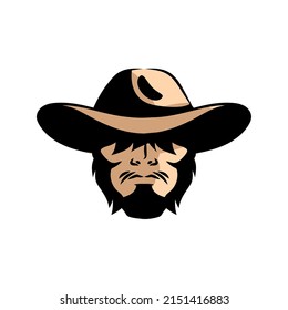 bearded gunslinger with hat head
