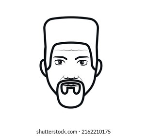 Bearded and haired man avatar. editable vector illustration of man.
