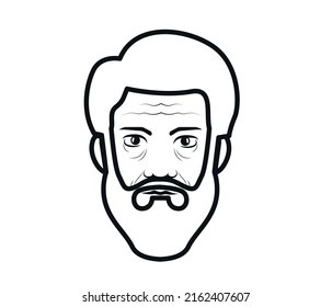 avatar de hombre con barba y pelo. ilustración vectorial editable del hombre.
