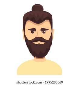 Icono hippie con barba. Caricatura del icono del vector hippie barbudo para el diseño web aislado en fondo blanco