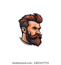 bearded hipster barber logo vector