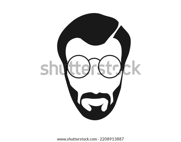 Bearded Hipster Face Black Silhouette Vector Stock Vector Royalty Free 2208913887 Shutterstock 1471