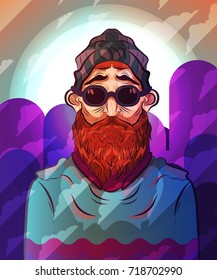 Bearded hipster. Ginger man. 