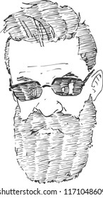 bearded hipster and glasses (grey edition)